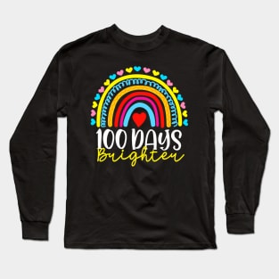 Rainbow 100 Days Of School 100 Days Brighter Kids Long Sleeve T-Shirt